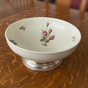 Moss Rose Sterling Silver Porcelain Serving Bowl